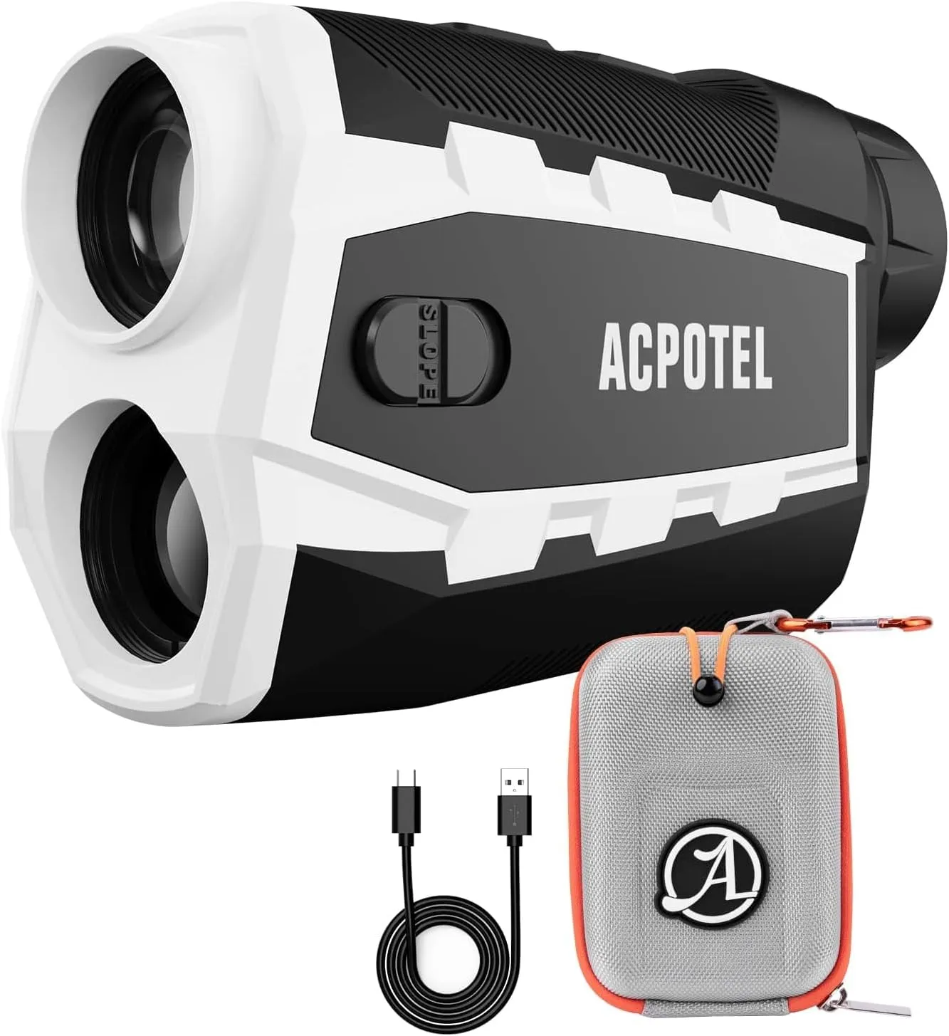 Acpotel Golf Range Finder with Slope, External Side Display,  0.5 Yard Accuracy, 1000 Yards Laser Golf Rangefinder, Flag Pole Locking Vibration, 1000mAh Rechargeable Range Finder Golf with Magnetic