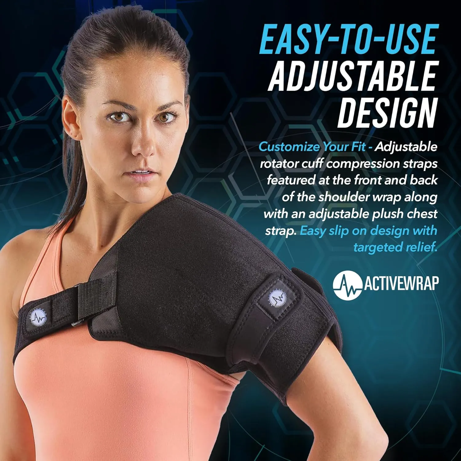 ActiveWrap Shoulder Ice Pack, with 2 Reusable Gel Packs for Shoulder Pain Relief, Rotator Cuff Cold Therapy, Adjustable Compression Straps, Post-Surgery Must-Have, Large/X-Large