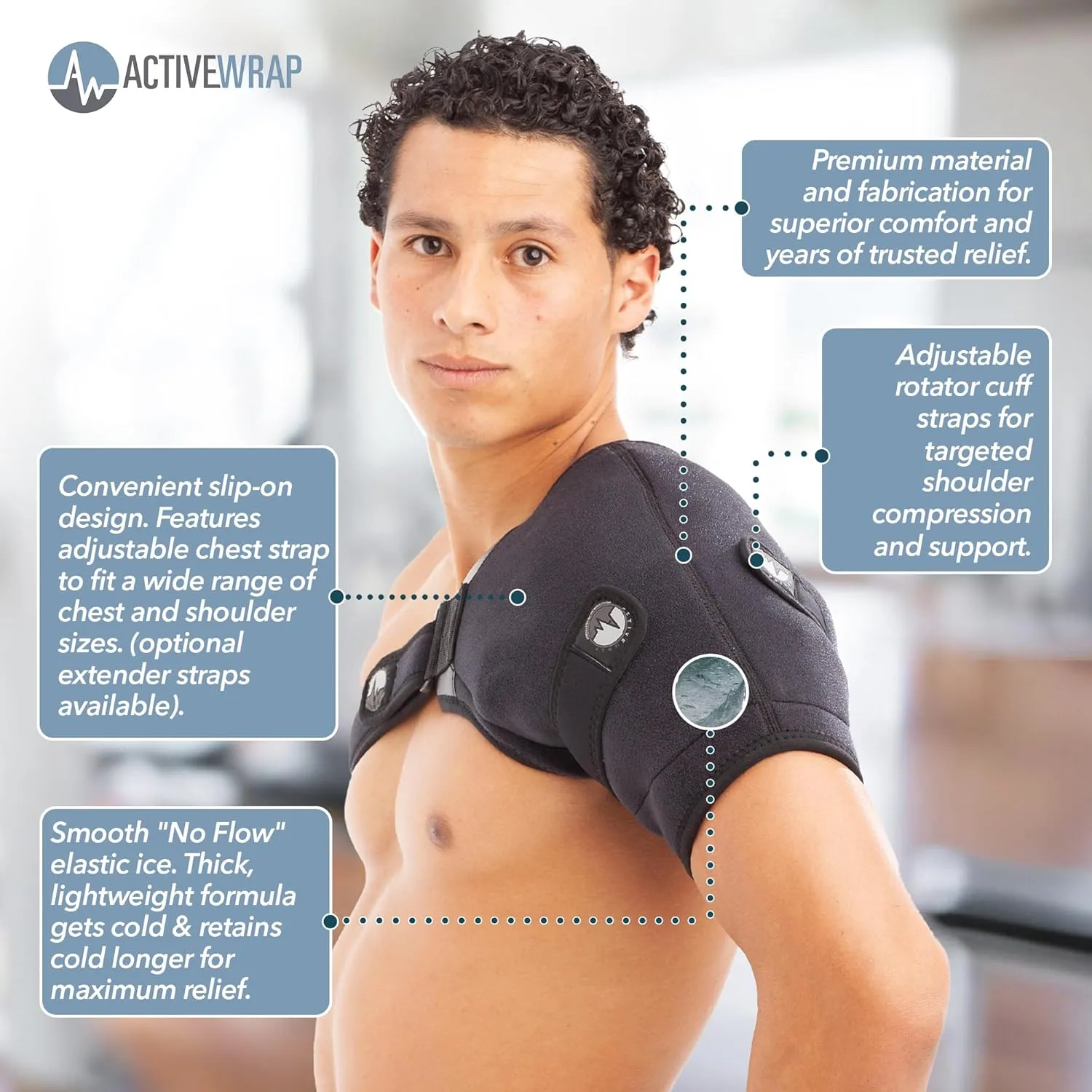 ActiveWrap Shoulder Ice Pack, with 2 Reusable Gel Packs for Shoulder Pain Relief, Rotator Cuff Cold Therapy, Adjustable Compression Straps, Post-Surgery Must-Have, Large/X-Large
