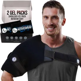 ActiveWrap Shoulder Ice Pack, with 2 Reusable Gel Packs for Shoulder Pain Relief, Rotator Cuff Cold Therapy, Adjustable Compression Straps, Post-Surgery Must-Have, Large/X-Large