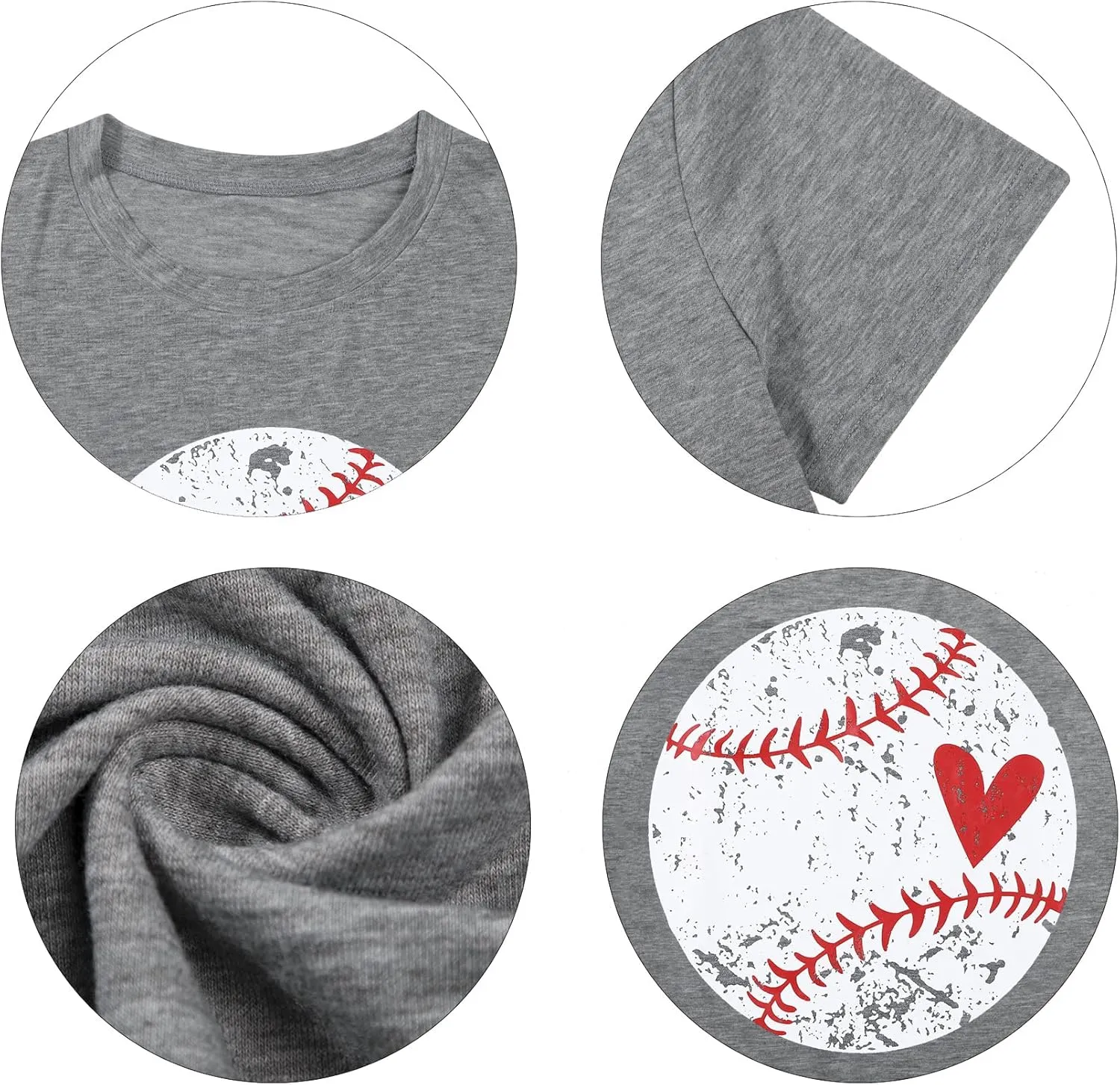 Baseball Shirt Women Baseball Heart Tee Shirts Baseball Mom Tshirt Game Day Casual Crew Neck Short Sleeve Tops