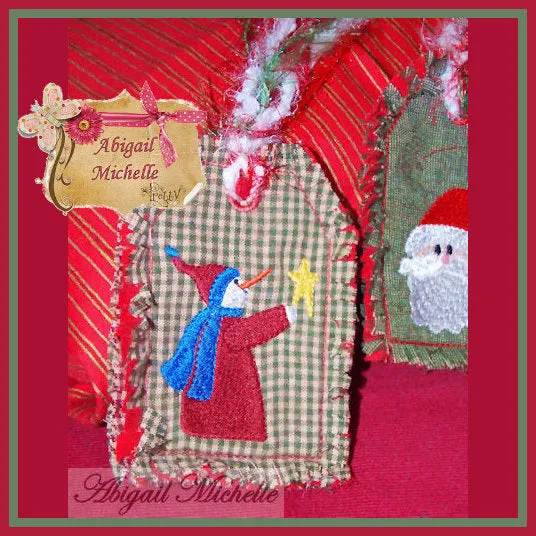 Christmas Tags Set - 5 Designs - Machine Embroidery, In The Hoop