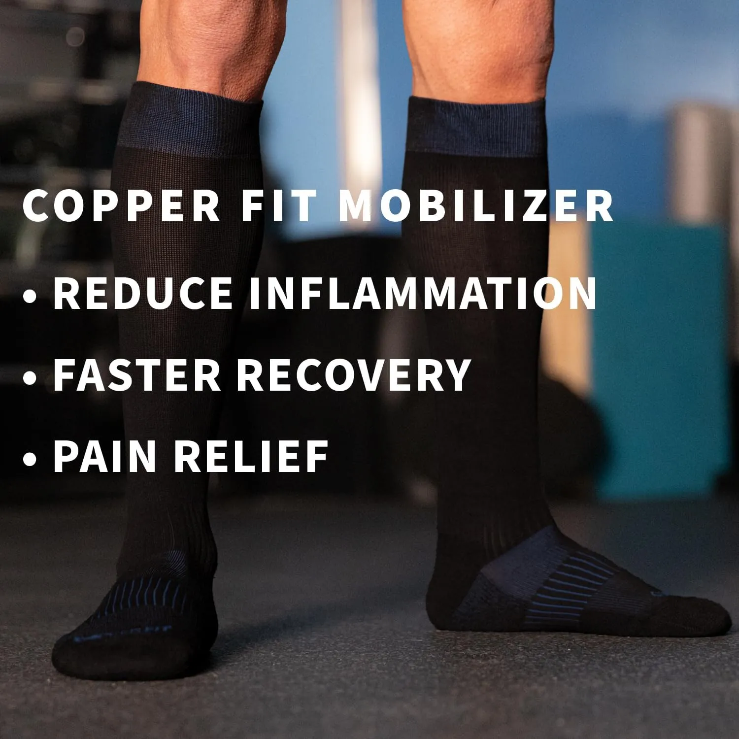 Copper Fit Mobilizer Compression Socks Easy On & Off Improves Circulation, Reduces Swelling for Men & Women, Work & Running
