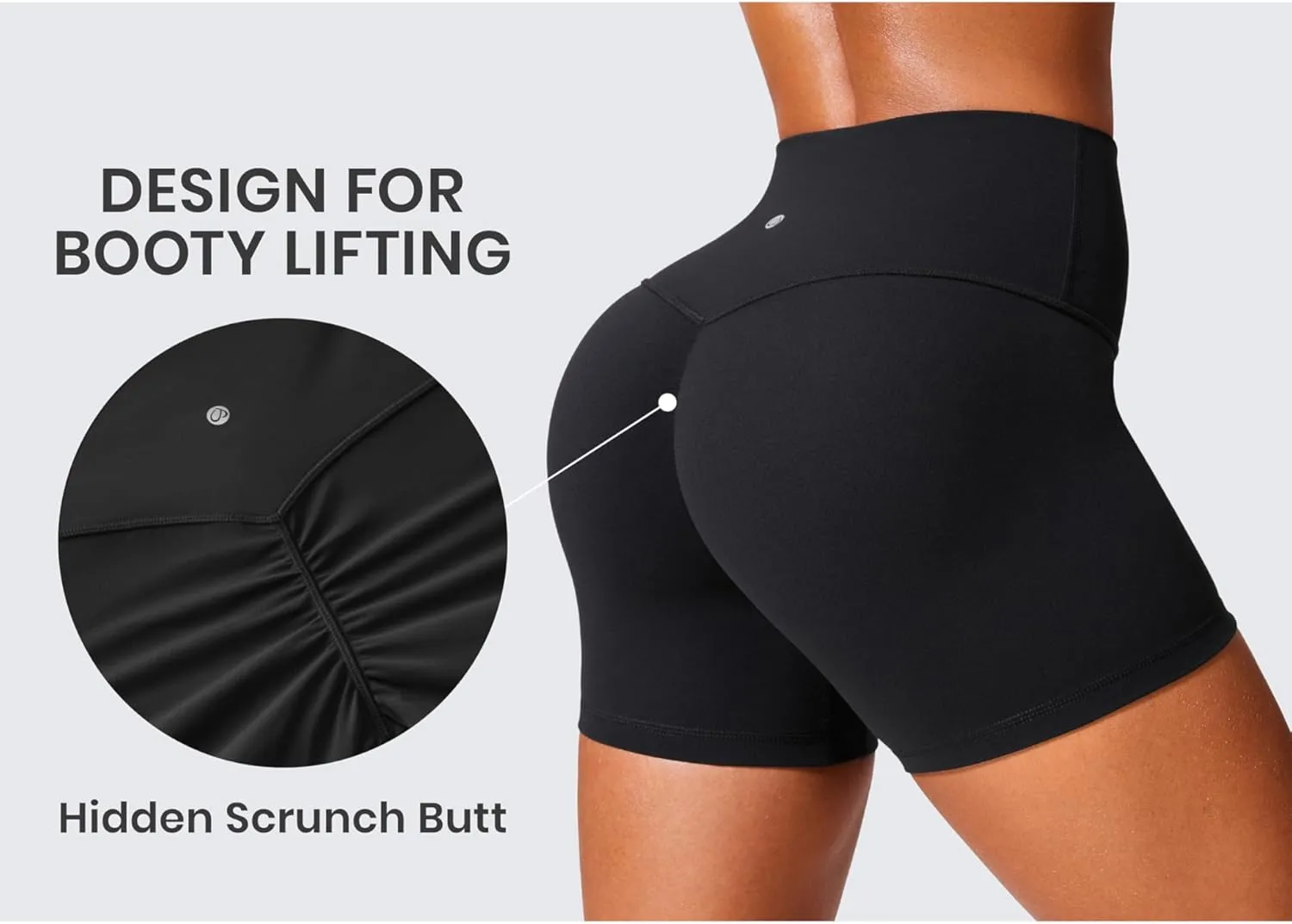 CRZ YOGA Secretsculpt Womens Butterlift High Waist Scrunch Butt Biker Shorts 4 Inches - No Front Seam Workout Gym Booty