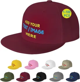 Custom Hat Personalized Flat Bill Snapback Hats for Men Women Design Your Own Image/Text/Logo Baseball Cap Gift