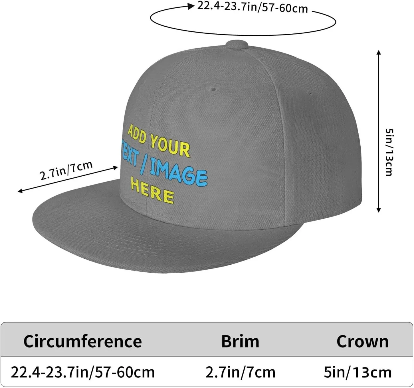 Custom Hat Personalized Flat Bill Snapback Hats for Men Women Design Your Own Image/Text/Logo Baseball Cap Gift