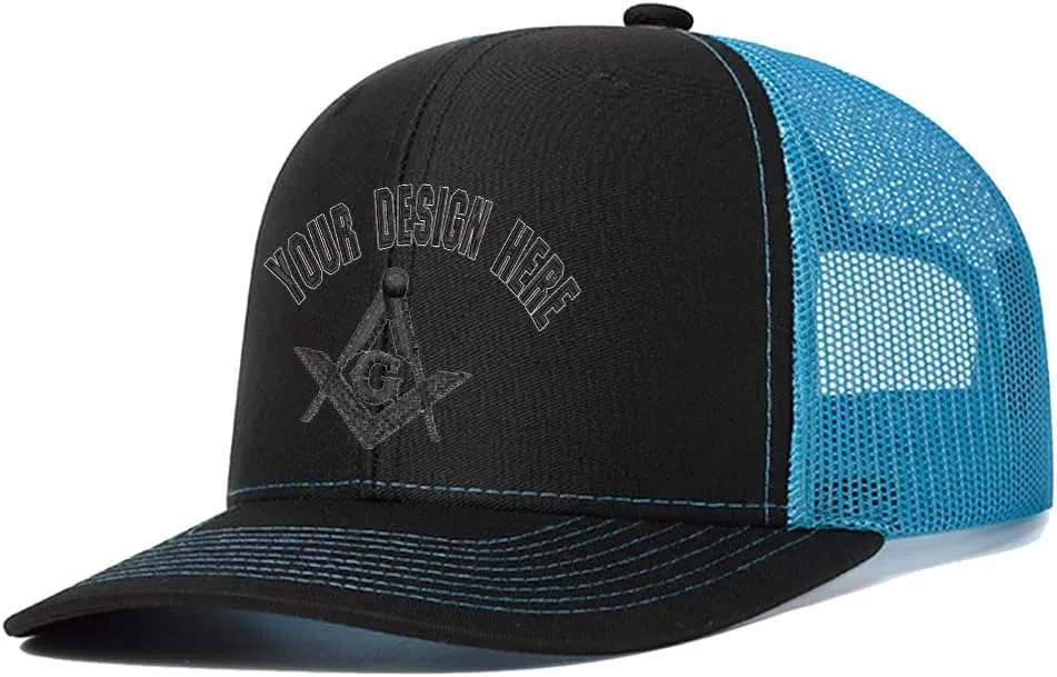 Custom Masonic 112 Trucker Hat Gifts for Men Design Embroidered Your Text Snaps Mesh Baseball Cap for Women Dad Grandpa Gift