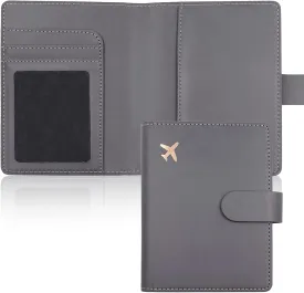 Deziliao Passport Wallet, Gray, Unisex, Faux Leather, Waterproof, Slim, Lightweight, RFID Blocking, 2-in-1 Design, with Document Slots, Credit Card Slots, SIM Card Slots