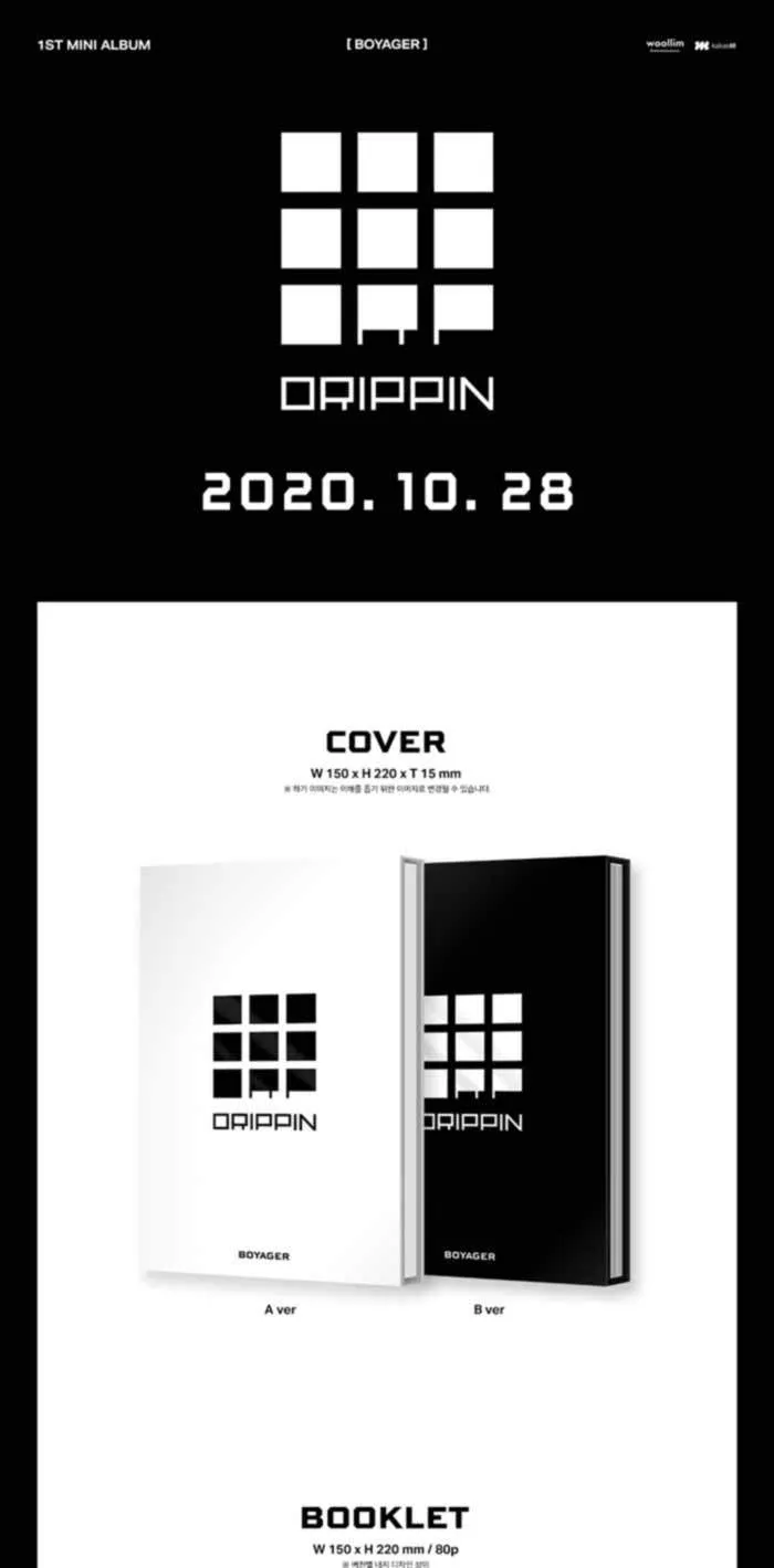Drippin Boyager 1st Mini Album 2 Version Set CD 1p Poster 80p Booklet 1p Luggage Tag 2p PhotoCard Message PhotoCard Set Tracking Kpop Sealed