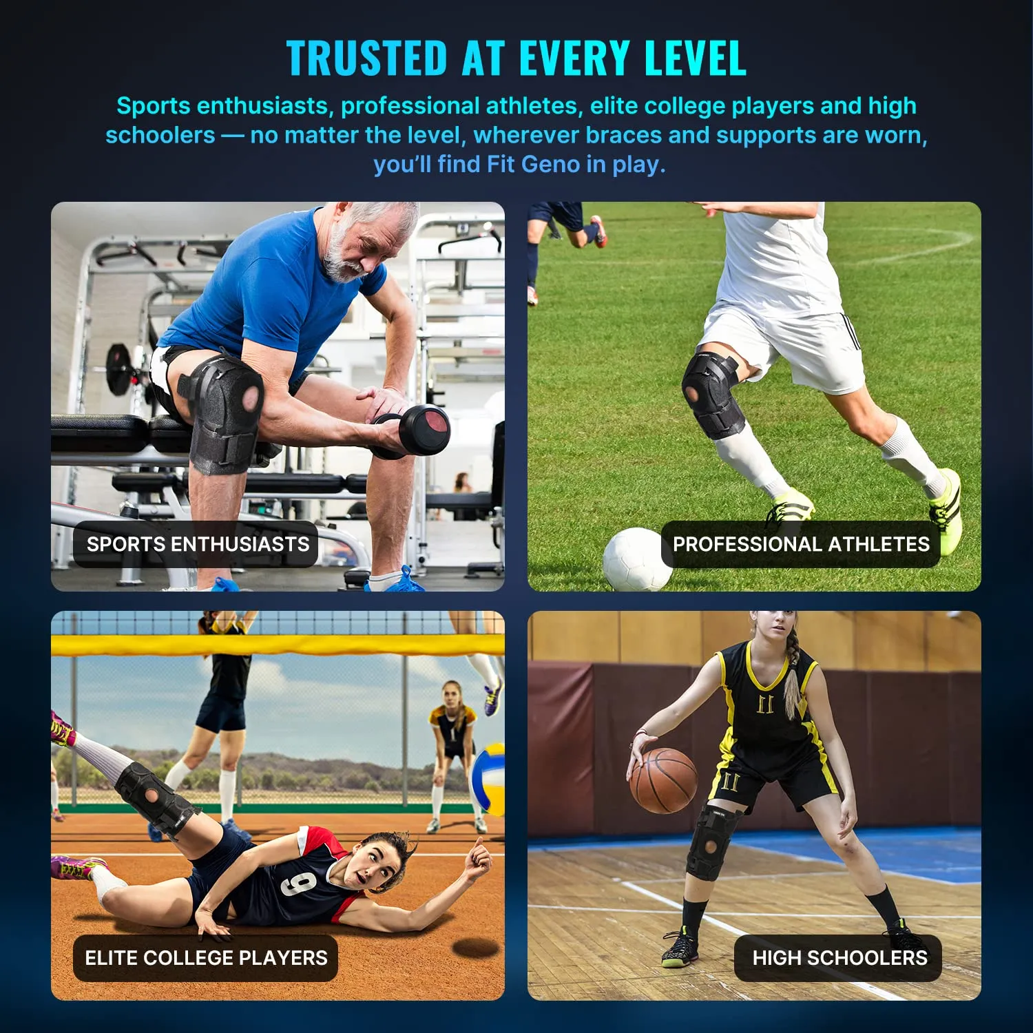 Fit Geno Hinged Knee Brace for Meniscus Tear: Adjustable Knee Support for Knee Pain w/Side Stabilizers & Hinges for Injury or Surgery Recovery - Men and Women FSA or HSA Eligible
