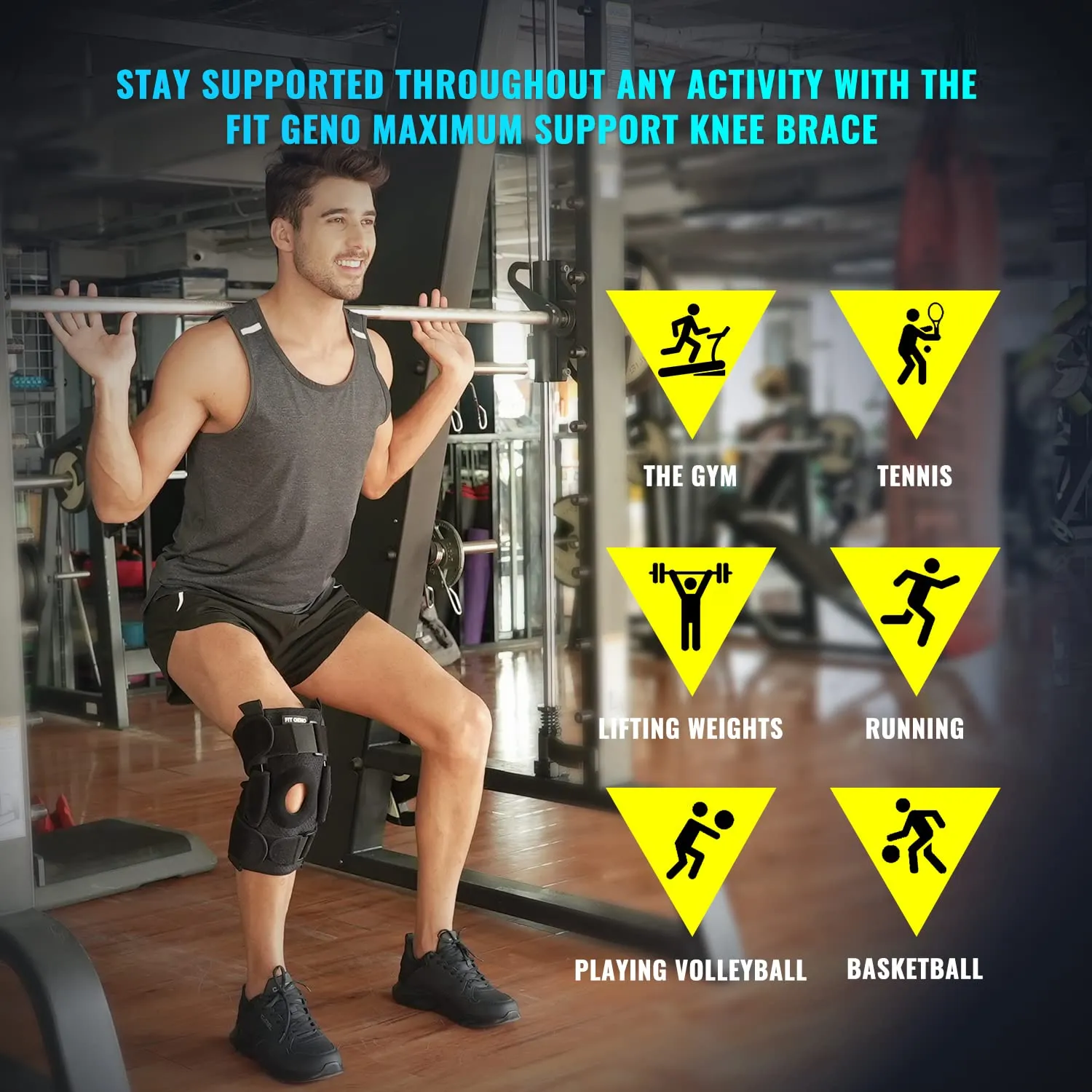 Fit Geno Hinged Knee Brace for Meniscus Tear: Adjustable Knee Support for Knee Pain w/Side Stabilizers & Hinges for Injury or Surgery Recovery - Men and Women FSA or HSA Eligible