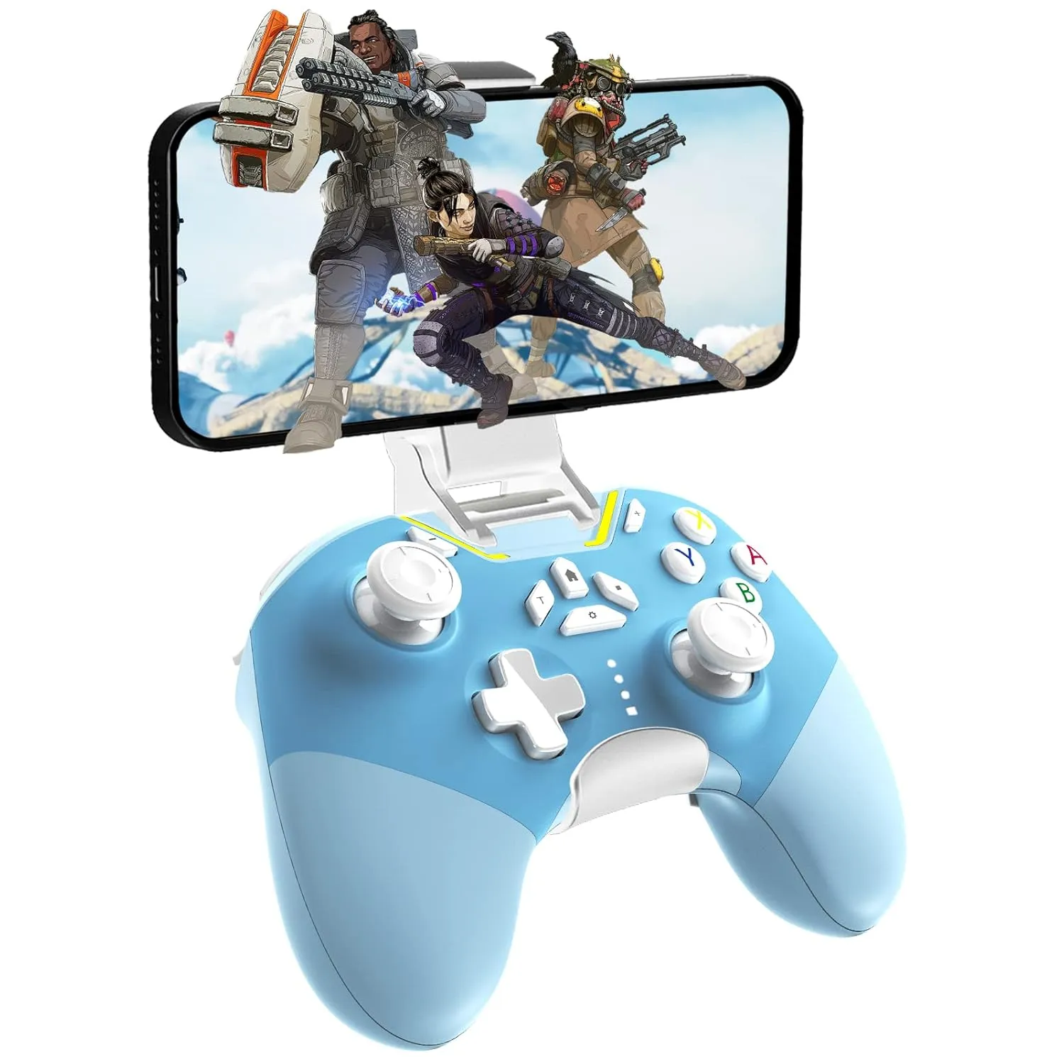 iPhone Controller with Phone Clip, Hall Effect Joystick Wireless Bluetooth Gaming Controller for Android/iPhone/Apple Arcade MFi Games/PC/Switch/Steam with Macro/Lock Joystick Speed/6-Axis/Motor/Turbo
