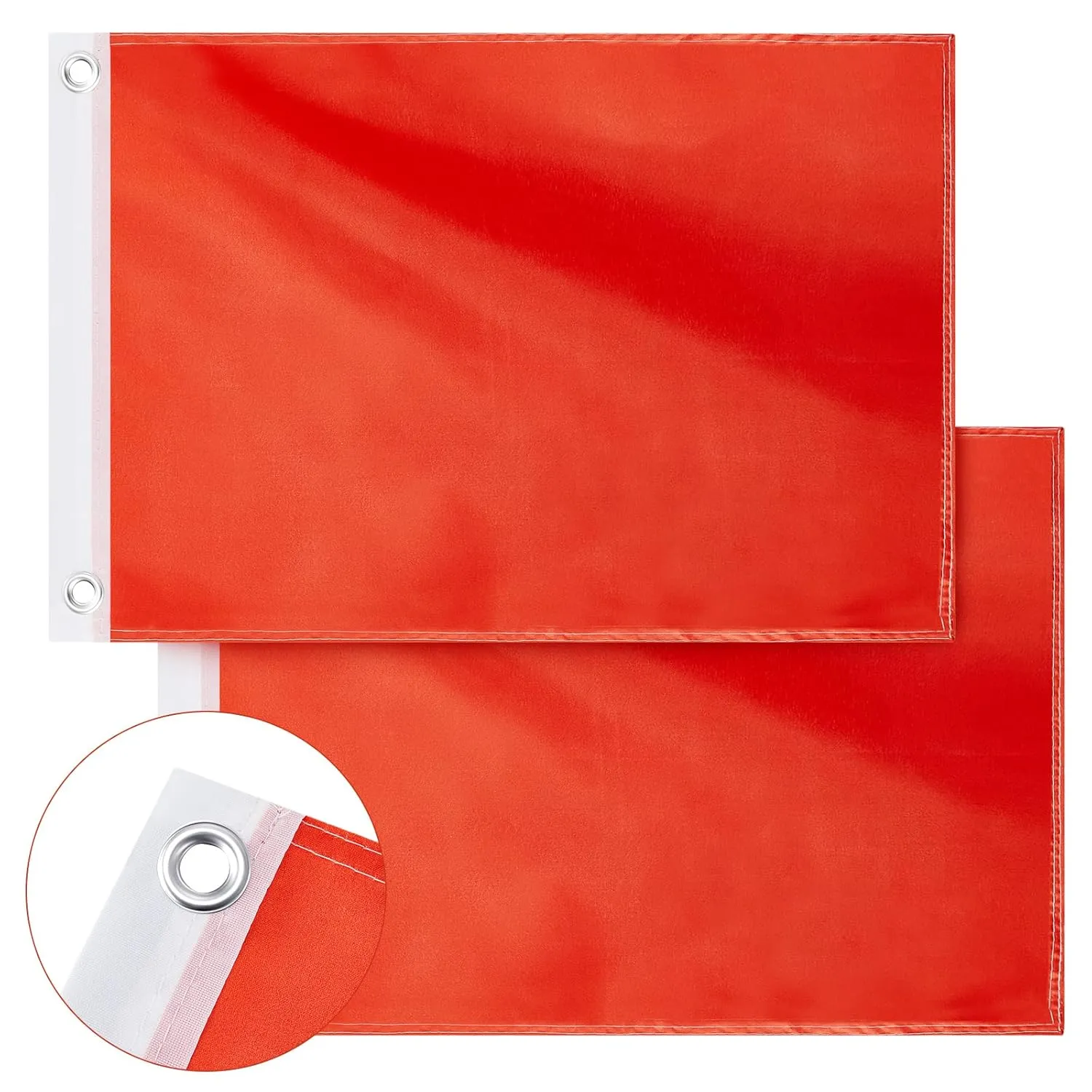 Jecery Orange Boat Flag Banner Solid Orange Flag 12 x 18 Inches(2 Pieces)