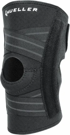 MUELLER Sports Medicine Self Adjusting Knee Stabilizer, Knee Pain Relief Support for Men and Women, Ideal for Arthritis, Sprains, Black, One Size