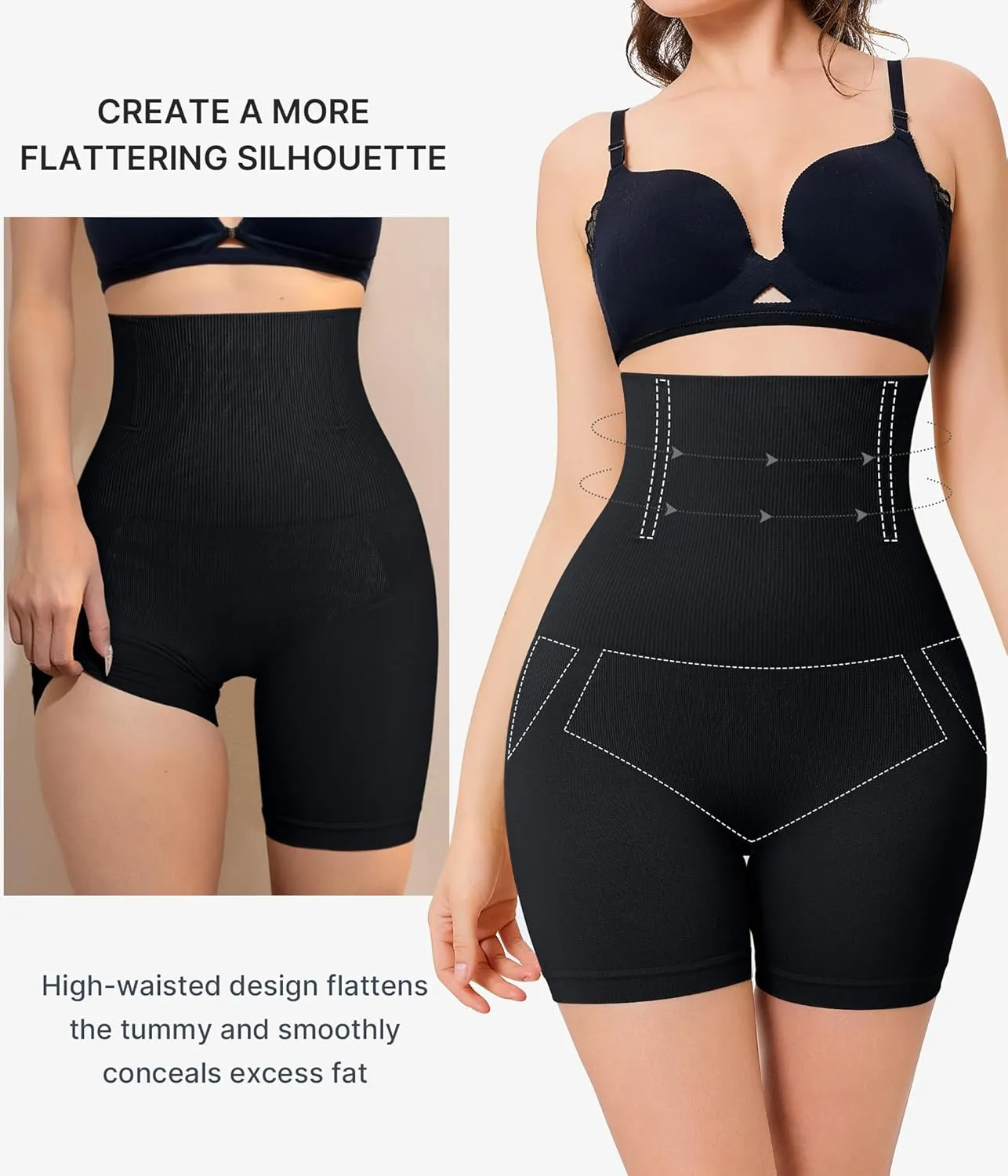 Nebility Tummy Control Shapewear Shorts High Waist Butt Lifting Panties Seamless Body Shaper Thigh Slimmer