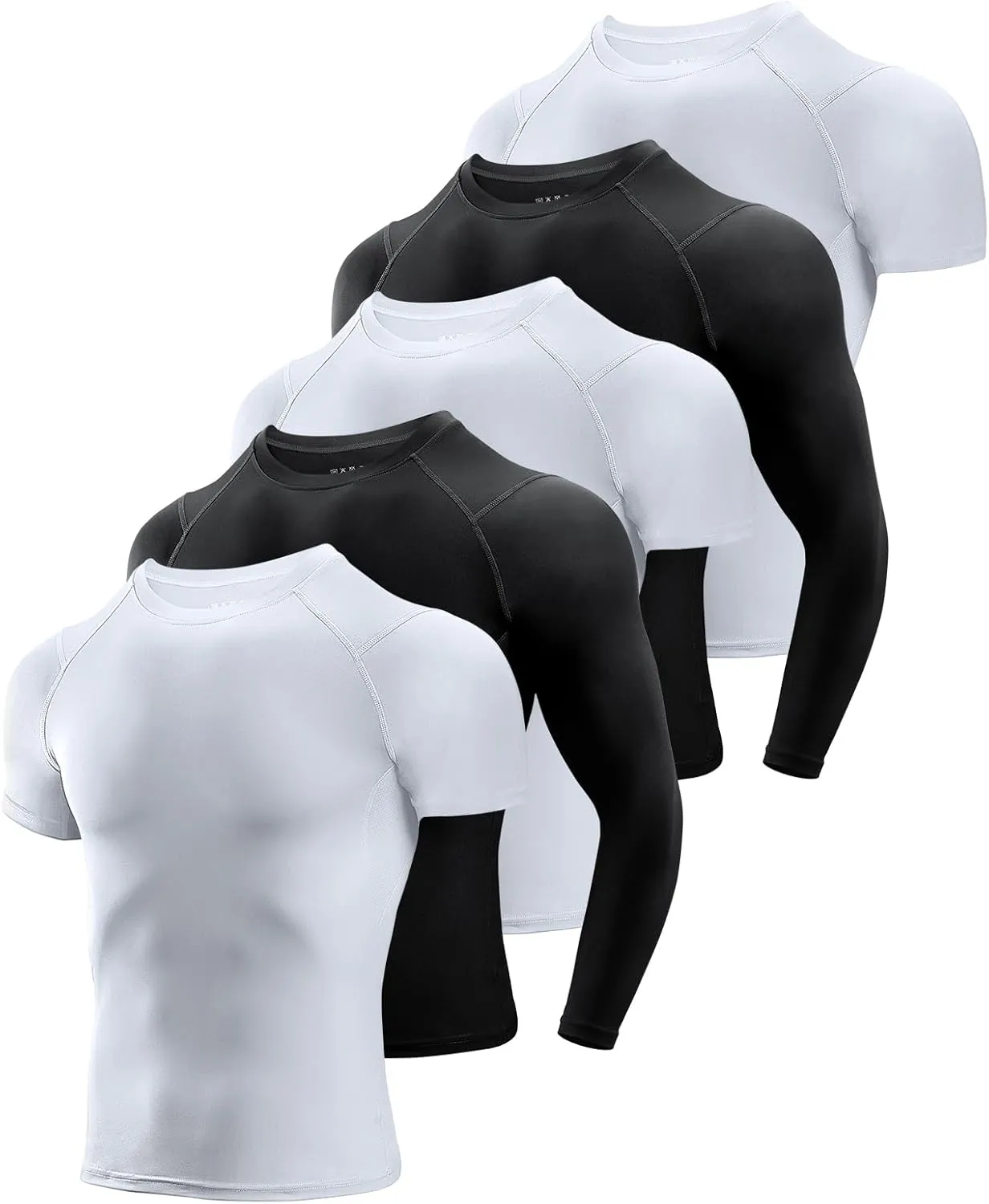 Niksa Men's Compression Shirts, Short Sleeve Athletic Compression Tops Dry Workout T Shirt, Rash Guard Base Layer Undershirt