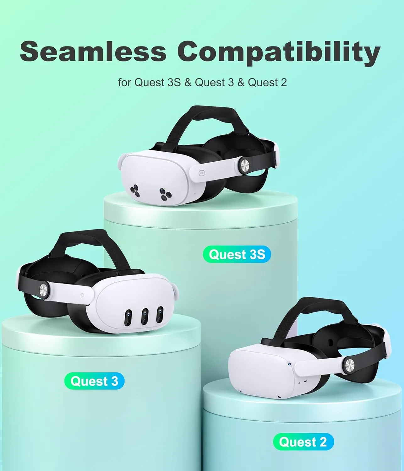 NinjajoyOX Head Strap for Meta Quest 3S/Quest 3/Quest 2, Adjustable Elite Strap Replacement for Enhanced Comfort Support of VR Headset