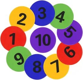 Numbered Spot Markers 9inch Poly Spots Floor Markers Floor Dots Flat Cones Agility Dots for Kids Soccer Basketball Sports Speed Agility Training, Preschool Classroom Activities