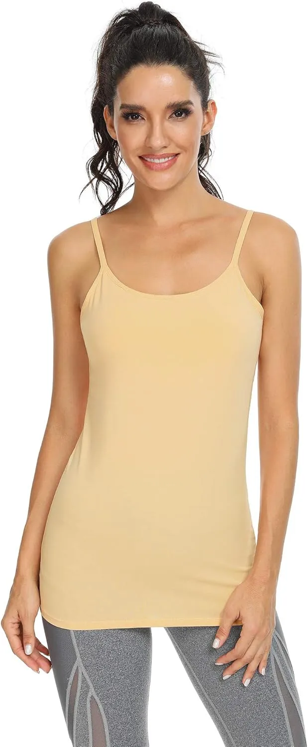 Orrpally Women Cotton Camisole Shelf Bra Cami Tank Tops Adjustable Spaghetti Strap Tank Top 3-Pack