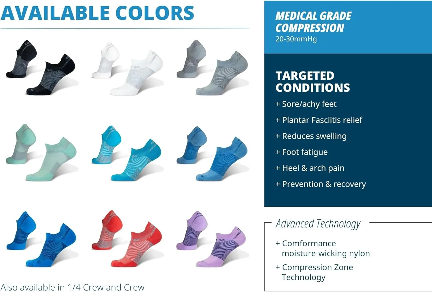OS1st FS4 Plantar Fasciitis No Show Socks relives plantar fasciitis, heel/arch pain and improves circulation