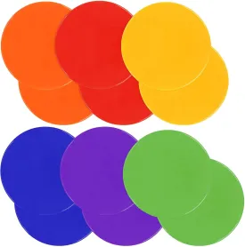 Poly Spots Spot Markers for Gym Floor 9inch 10inch 6/12/18/36 Pcs Flat Cones Non-Slip Rubber Floor Dots Circles for Kids Sports Soccer Basketball Agility Training Dance Classroom