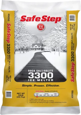 Safe Step Rock Salt Ice Melter Sodium Chloride (Rock Salt) Melts Ice Down to 5 F / -15 C 50 Lbs.