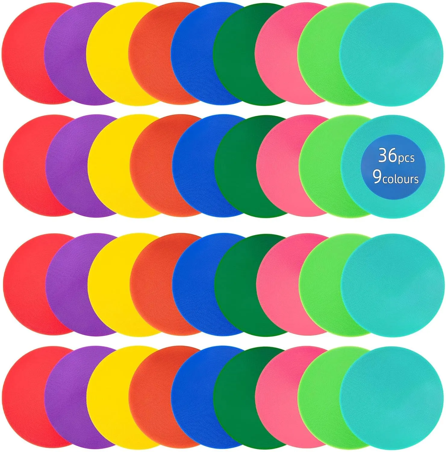 Spot Markers 18 Pcs 9 Inch 10 Inch Non Slip Rubber Floor Markers Flat Field Cones Poly Dots for Soccer Basketball Sports Speed Agility Training and Drills