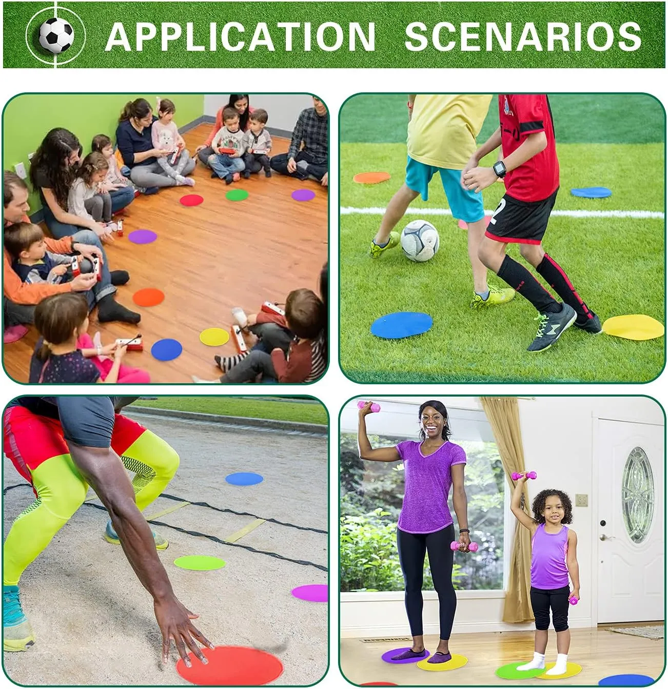 Spot Markers 18 Pcs 9 Inch 10 Inch Non Slip Rubber Floor Markers Flat Field Cones Poly Dots for Soccer Basketball Sports Speed Agility Training and Drills