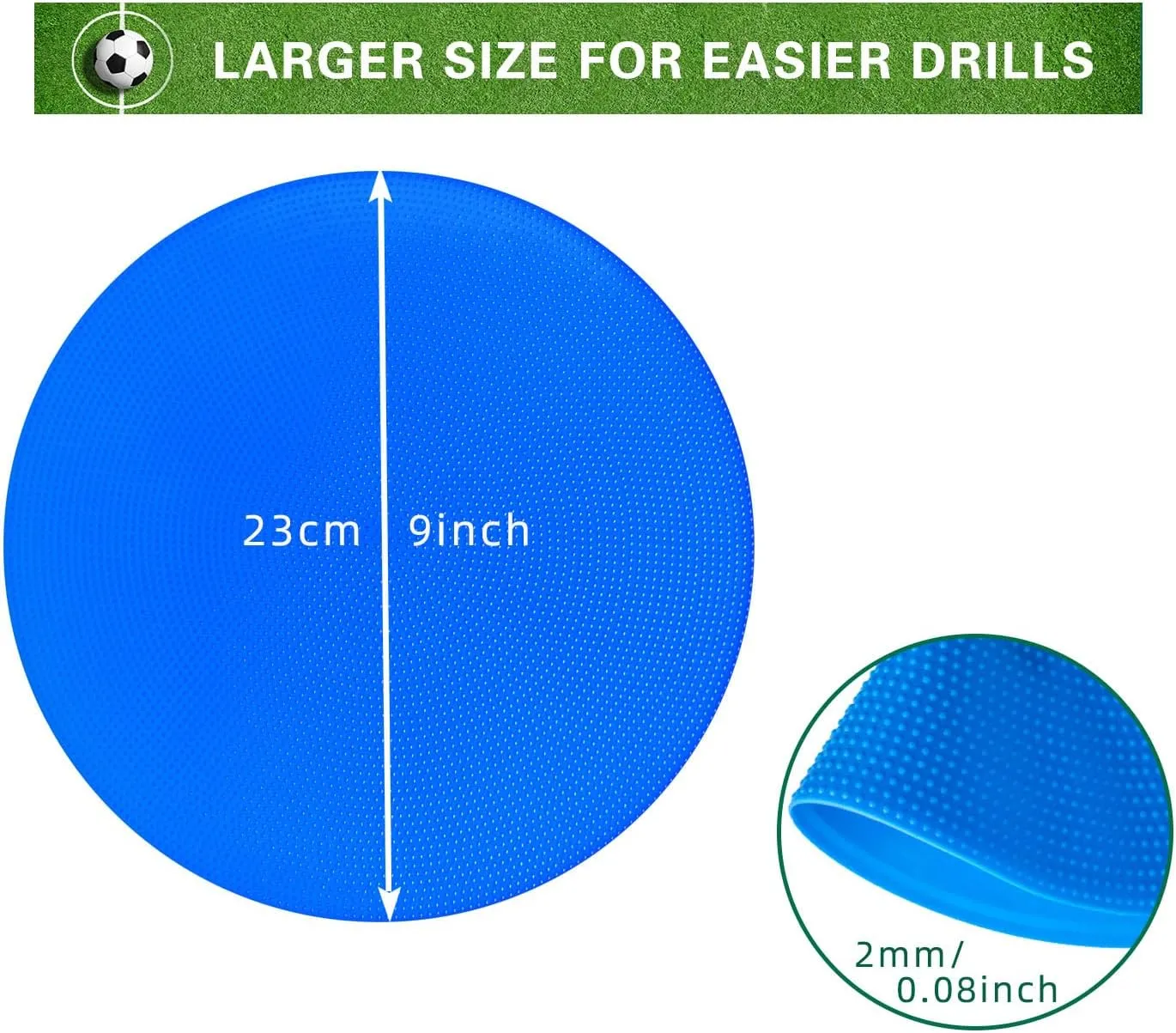 Spot Markers 18 Pcs 9 Inch 10 Inch Non Slip Rubber Floor Markers Flat Field Cones Poly Dots for Soccer Basketball Sports Speed Agility Training and Drills