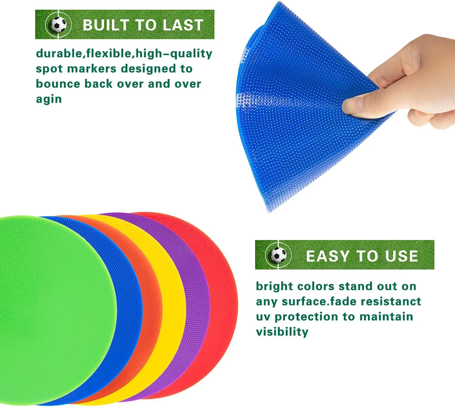Spot Markers 6 Inch 9 Inch Non Slip Rubber Floor Markers Flat Field Cones Poly Dots for Soccer Basketball Sports Speed Agility Training and Drills