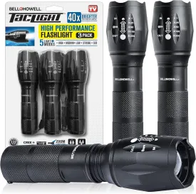 TacLight 3 Pk Tactical Flashlights High Lumens, Super Bright Led Flashlights, Zoomable Heavy Duty Waterproof Flash Lights Battery Powered Small Flashlights for Emergencies/Camping AS SEEN ON TV