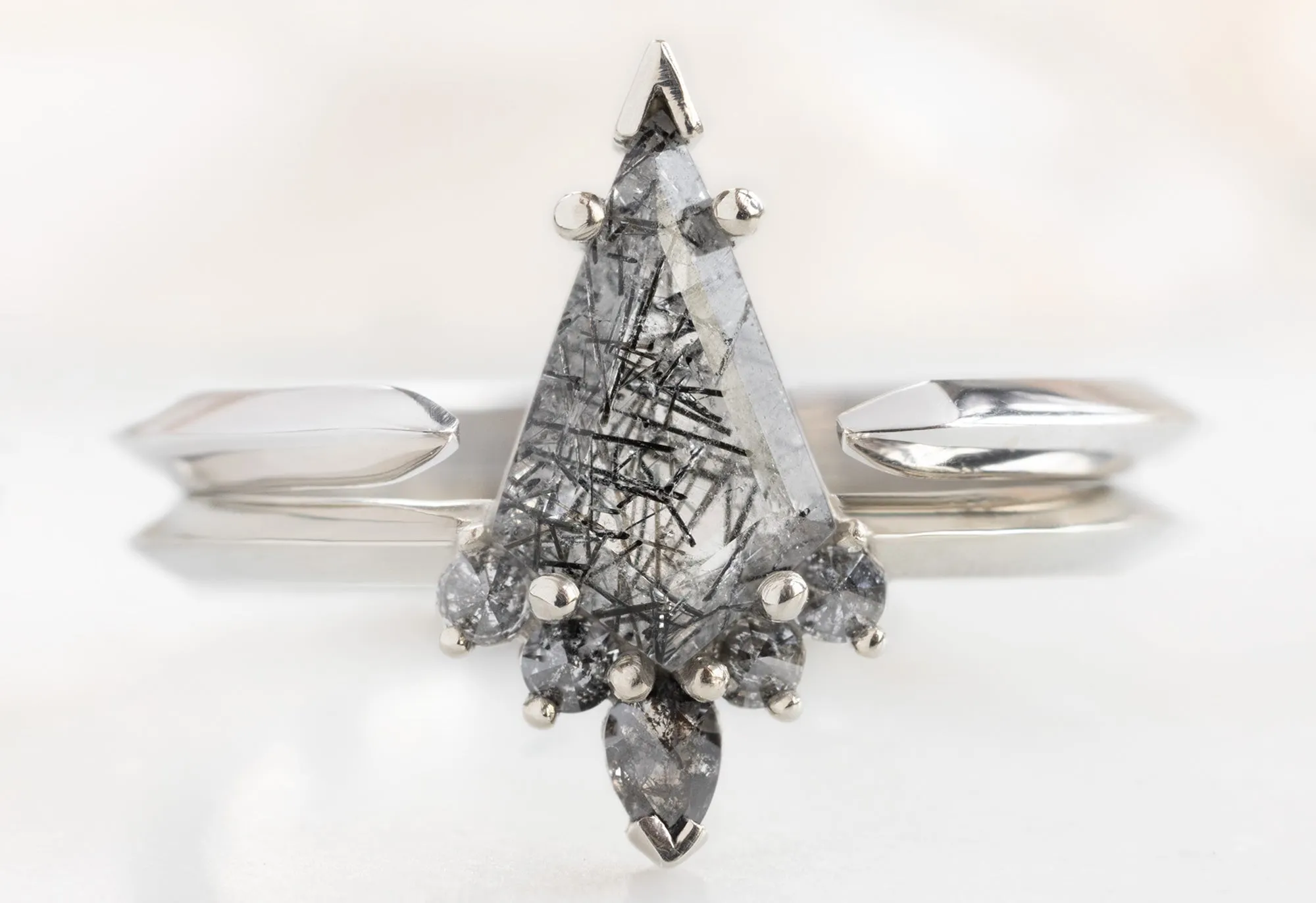 The Aster Ring with a 1.09ct Kite-Shaped Tourmaline In Quartz