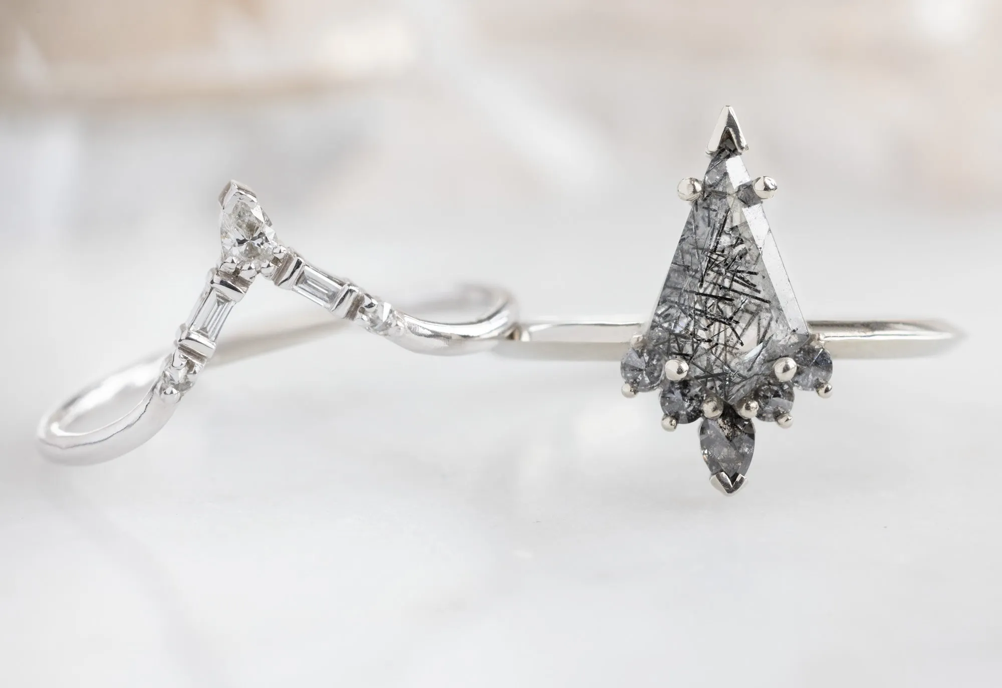The Aster Ring with a 1.09ct Kite-Shaped Tourmaline In Quartz