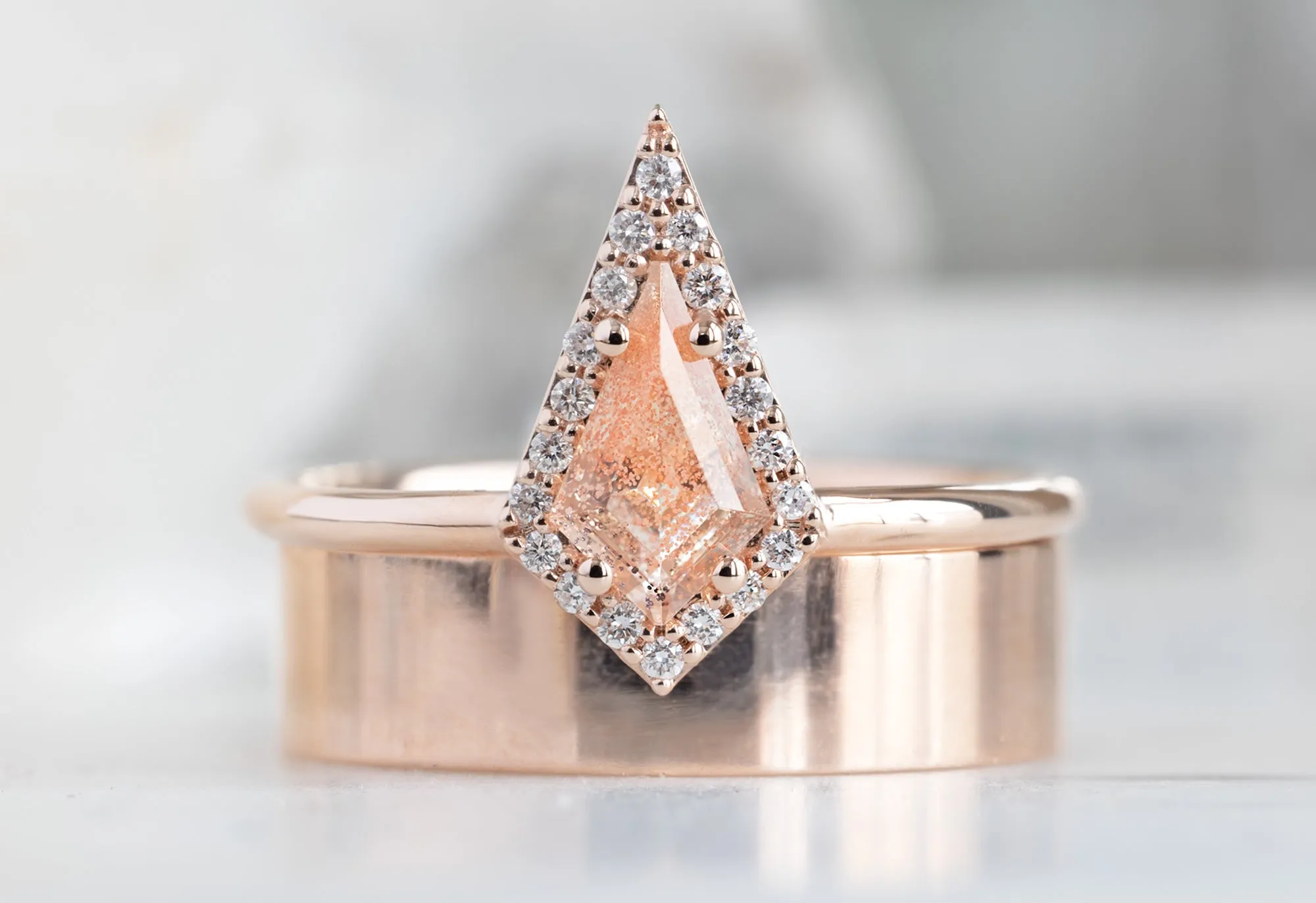 The Dahlia Ring with a Kite Shaped Sunstone