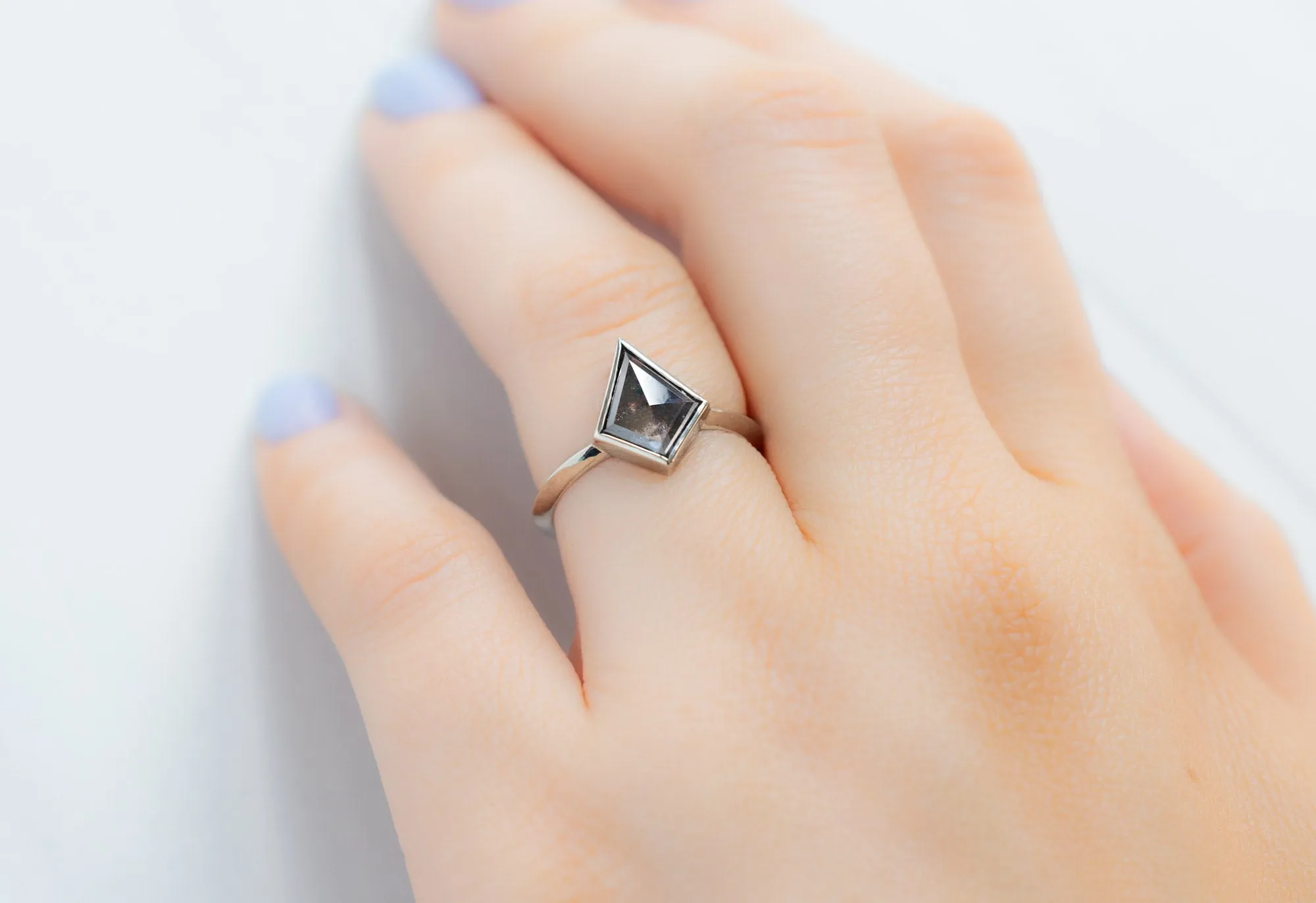 The Hazel Ring with a 1.18ct Black Kite-Shaped Diamond