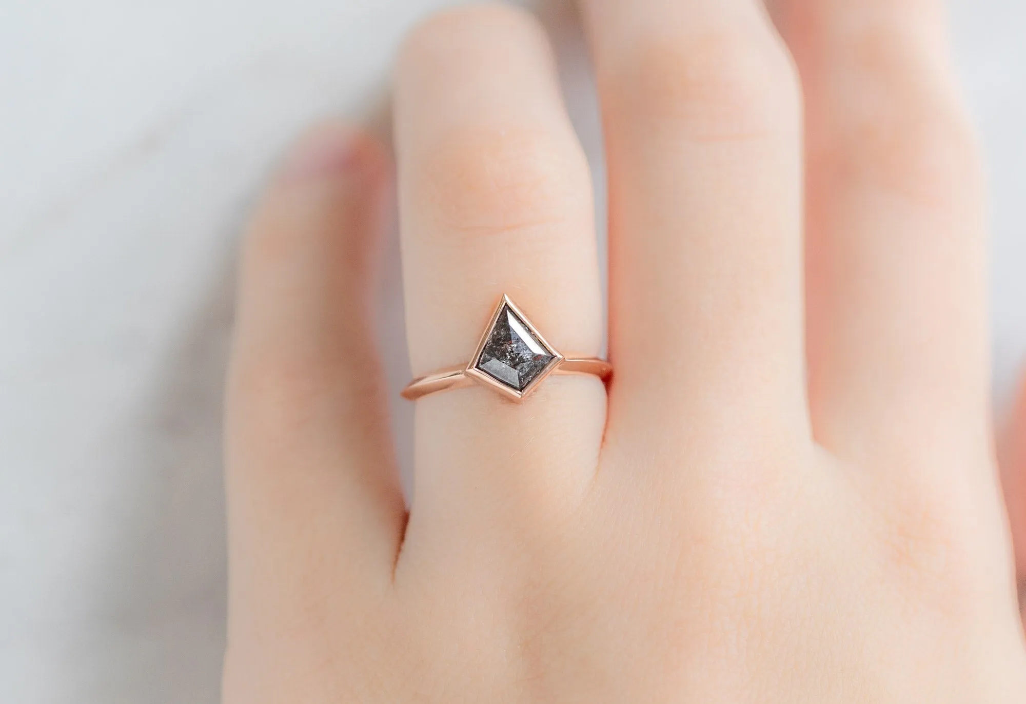The Hazel Ring with a .93ct Kite-Shaped Black Diamond