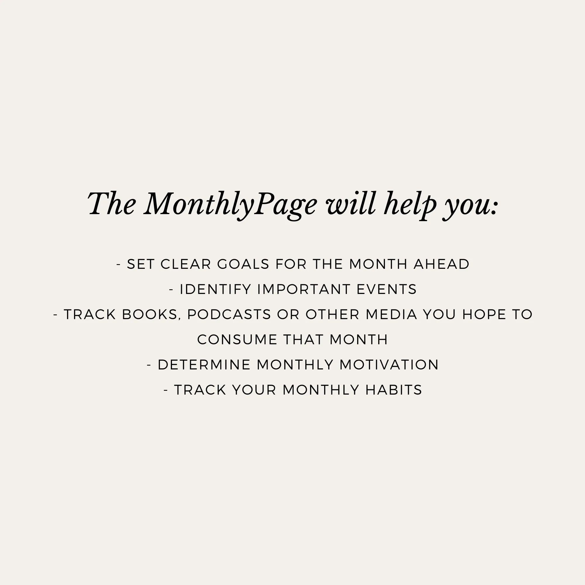 The Monthly Page