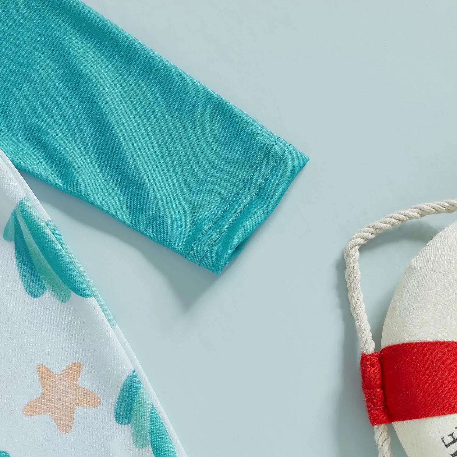 Toddler Baby Boy Swimsuit Shell Star Print Zipper Swimwear Long Sleeve Beachwear Bathing Suit Hat Summer Rash Guard