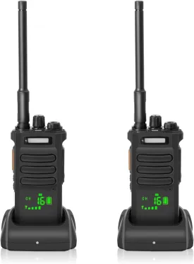 Two Way Radios Long Range, Heavy Duty WalkieTalkies with 2500mAh Battery Rechargeable, Professional walkie Talkie with Flashlight, Wireless Clone, Remote Alarm, for Hiking, Offroad(2 Pack)