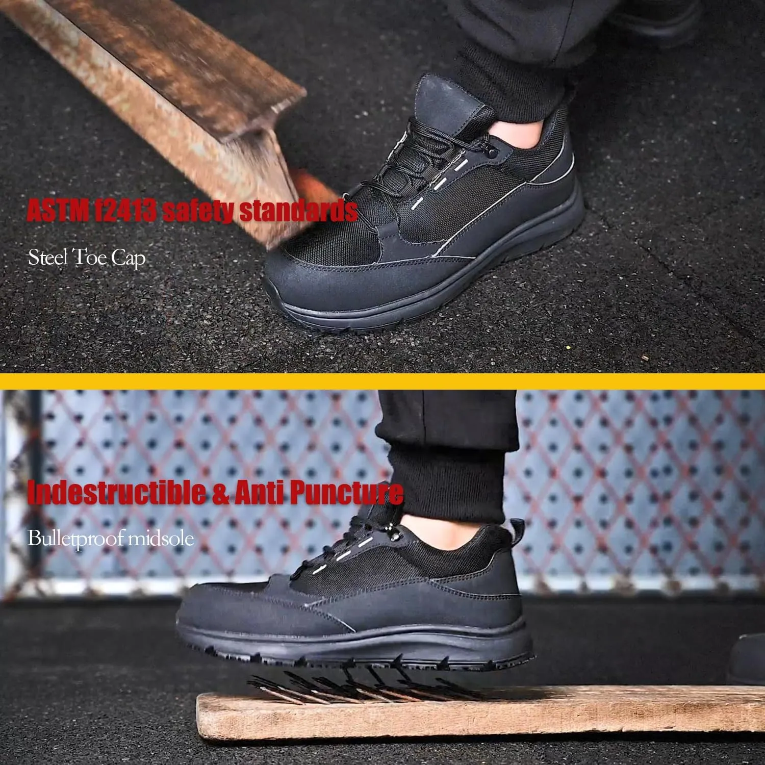ulogu Steel Toe Shoes for Men WomenWaterproof Lightweight Roofing ShoeSafety Industrial Work Sneakers