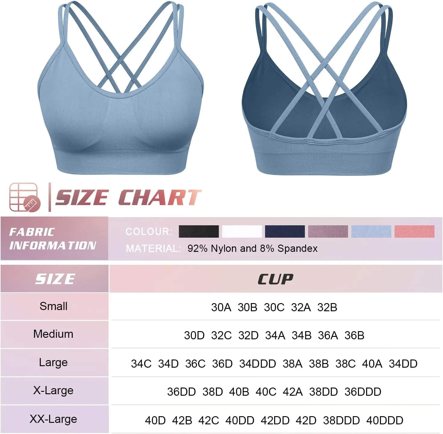 VEQKING Women's Cross Back Sports Bra Padded Strappy Medium Support Yoga Bra for Workout Fitness 3 Pack