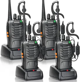 Walkie Talkies Long Range Rechargeable Walkie Talkie for Adults, Baofeng Radio Walkie Talkie Earpiece with Mic Two Way Radio with Copy Frequency Walky Talky for Cruise Camping Trip (4Pack)