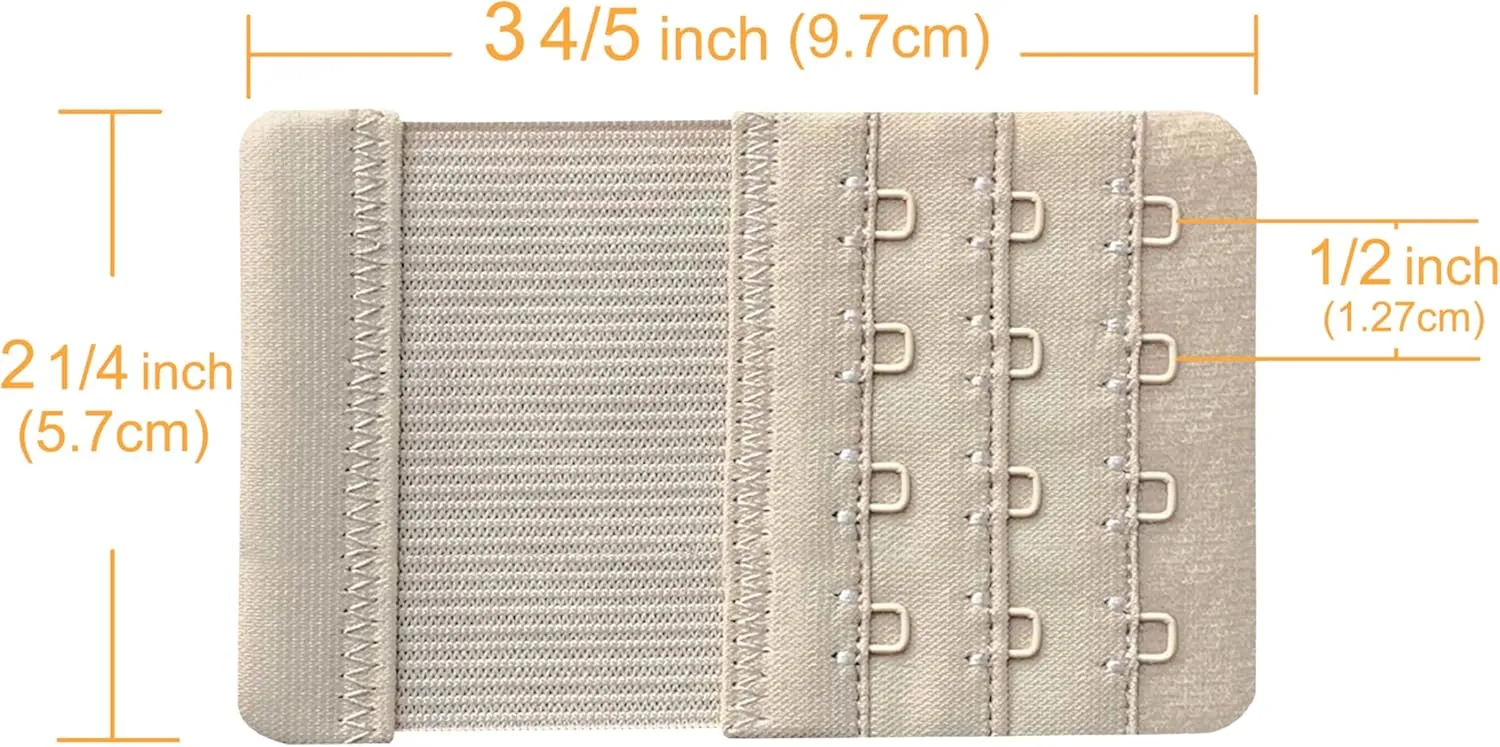 Women Pack of 3 Soft Comfortable 4 Hooks Bra Extender