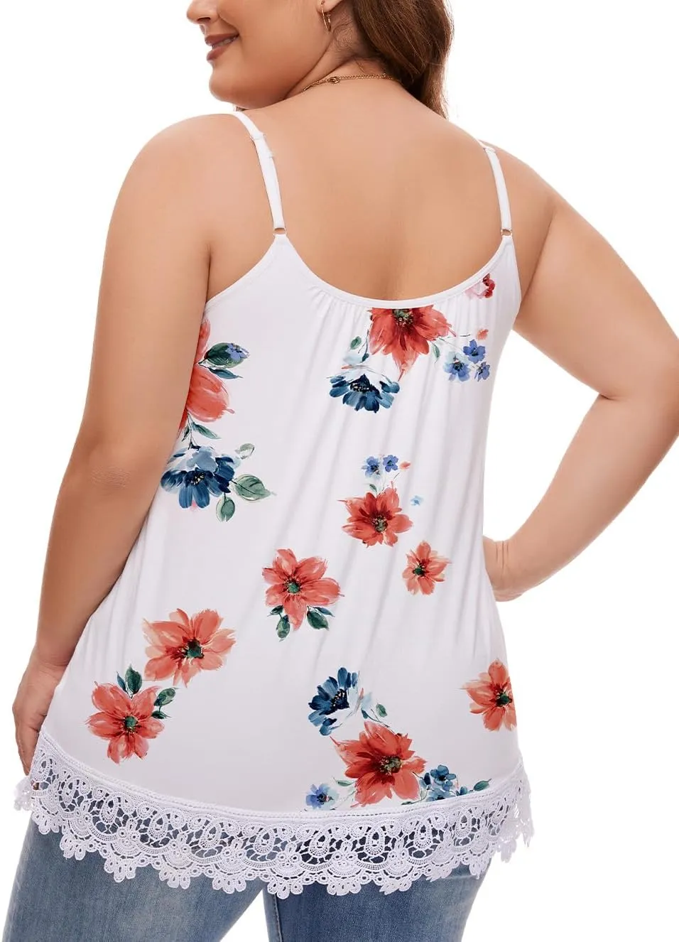 Women's Cami with Built in Bra Cup Casual Flowy Swing Pleated Tank Top with Adjustable Strap (S-4XL)
