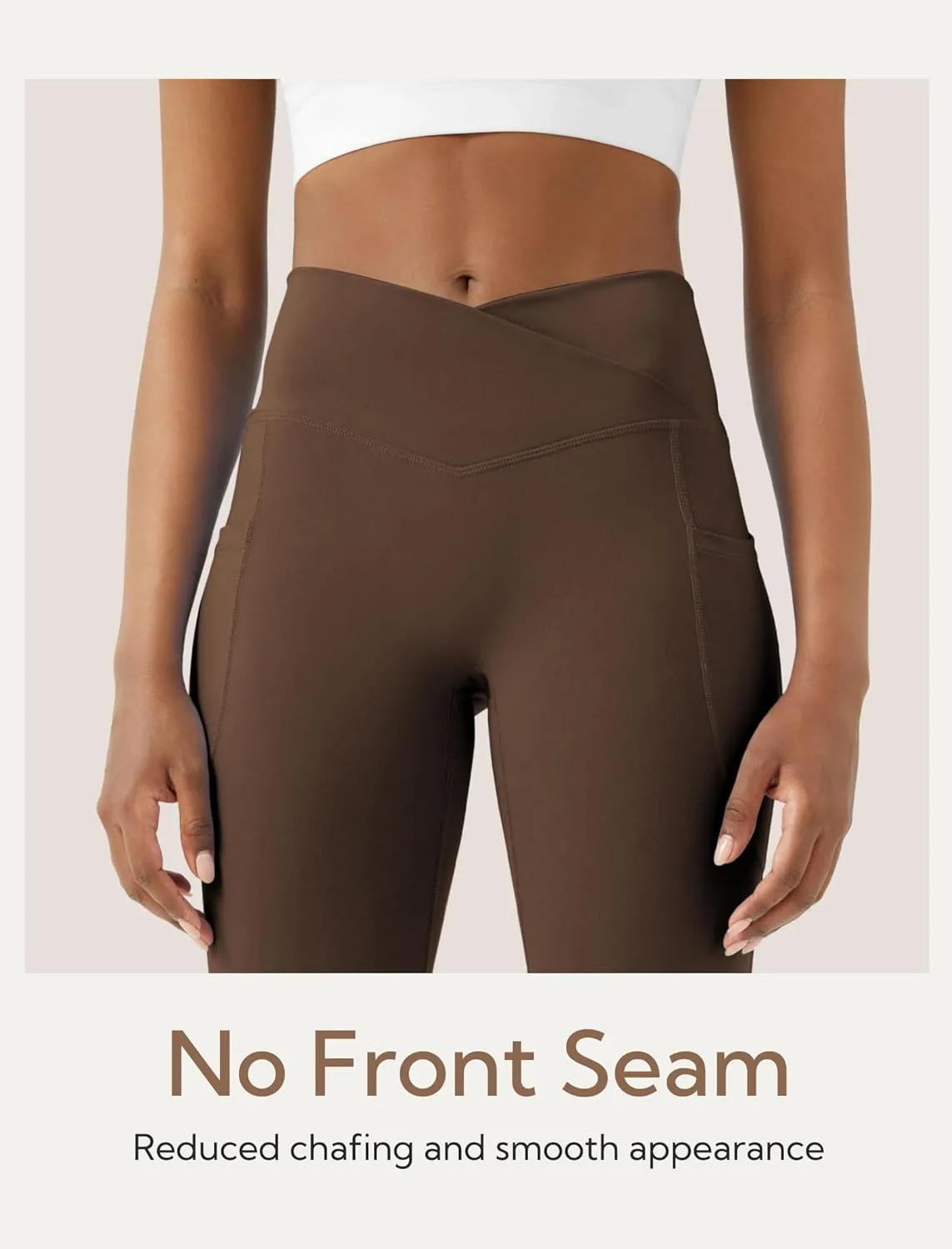 Womens Flare Yoga Pants with Pockets Crossover Flared Leggings Bootcut Bell Bottom No Front Seam