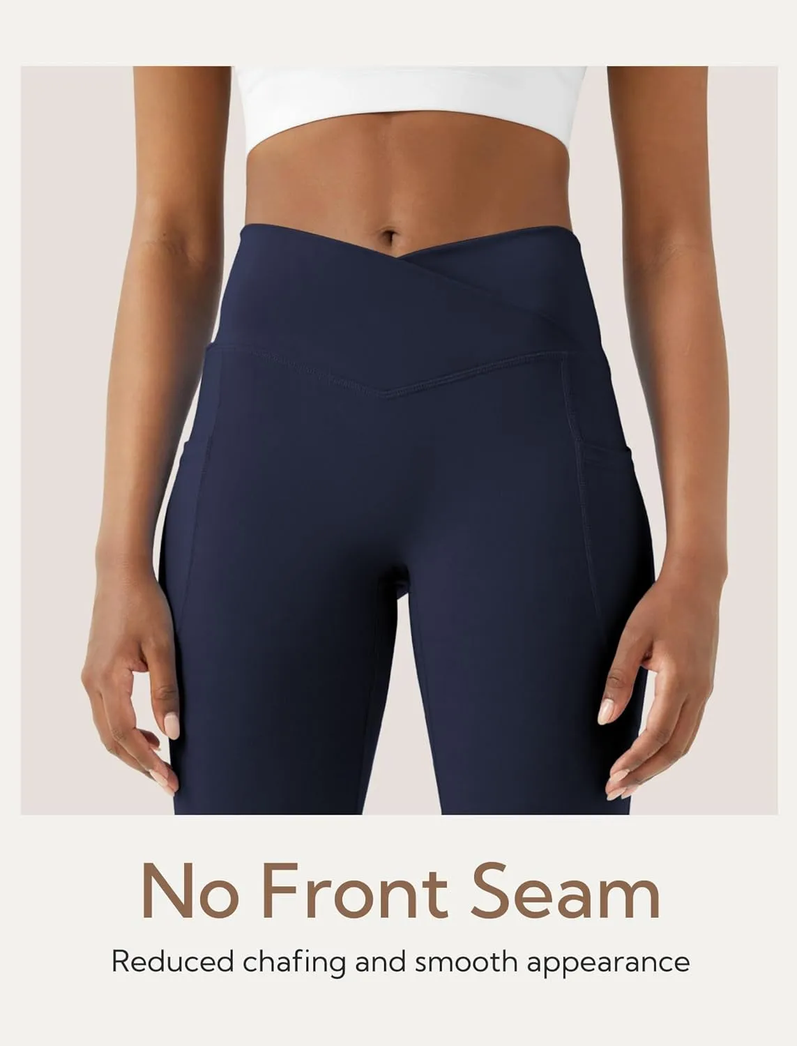 Womens Flare Yoga Pants with Pockets Crossover Flared Leggings Bootcut Bell Bottom No Front Seam